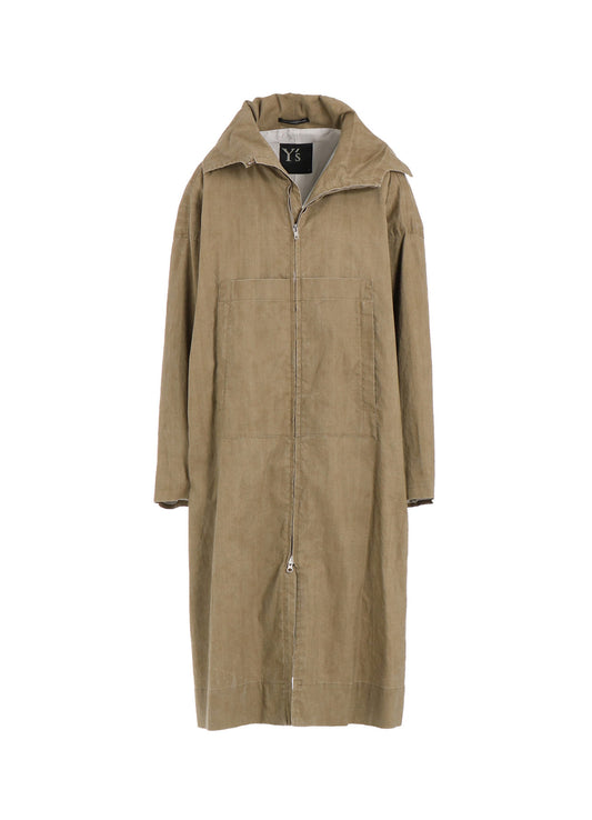 RAMIE/NYLON PIGMENT COATING BIG ANORAK COAT