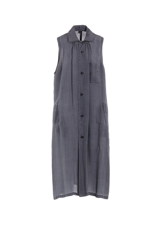 CUPRO STRIPE SLEEVELESS SHIRT DRESS