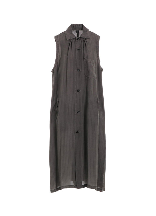 CUPRO STRIPE SLEEVELESS SHIRT DRESS