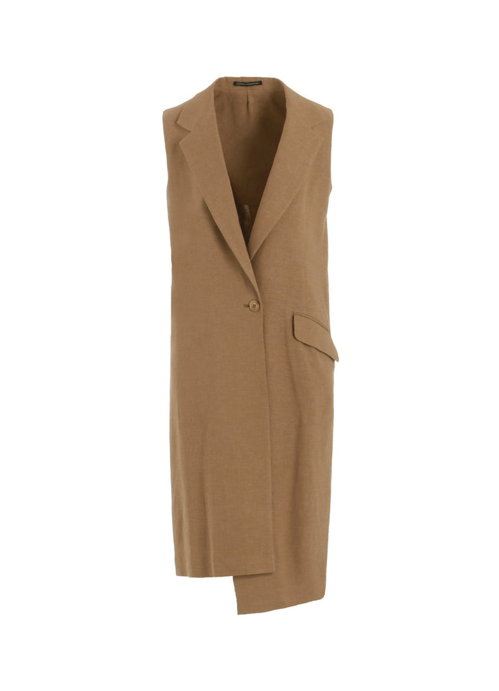 RY/LI CANVAS SLEEVELESS ASYMMETERIC JACKET