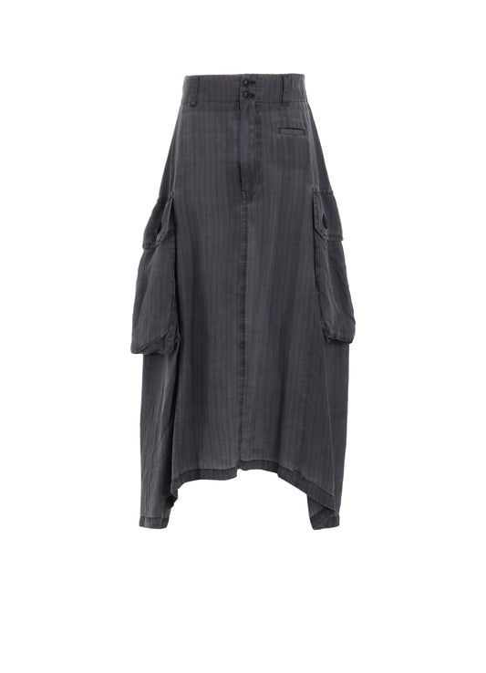 CUPRO STRIPE CARGO SKIRT