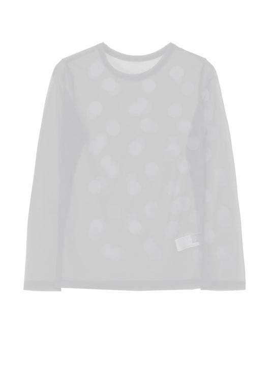 GAUZE JERSEY DOT PRINT ROUND NECK LONG SLEEVE T