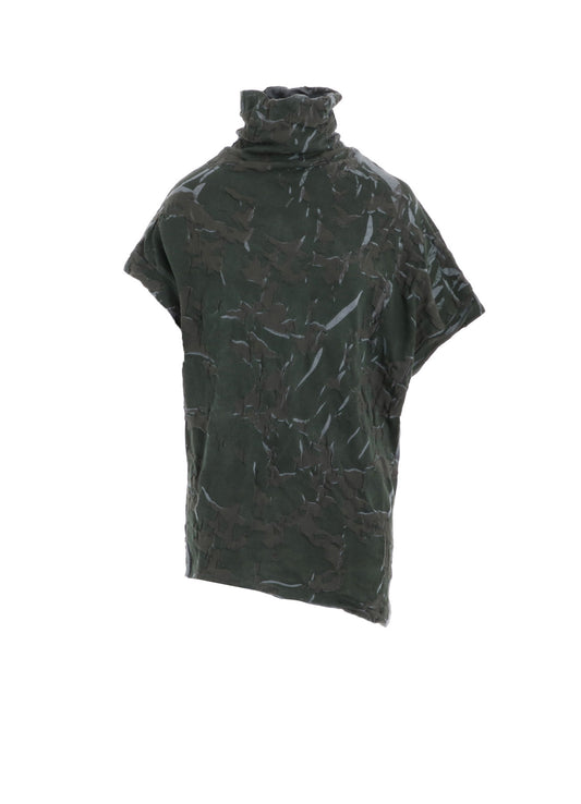 GEOMETRIC LINKS PRINT HIGH NECK IRREGULAR PULLOVER
