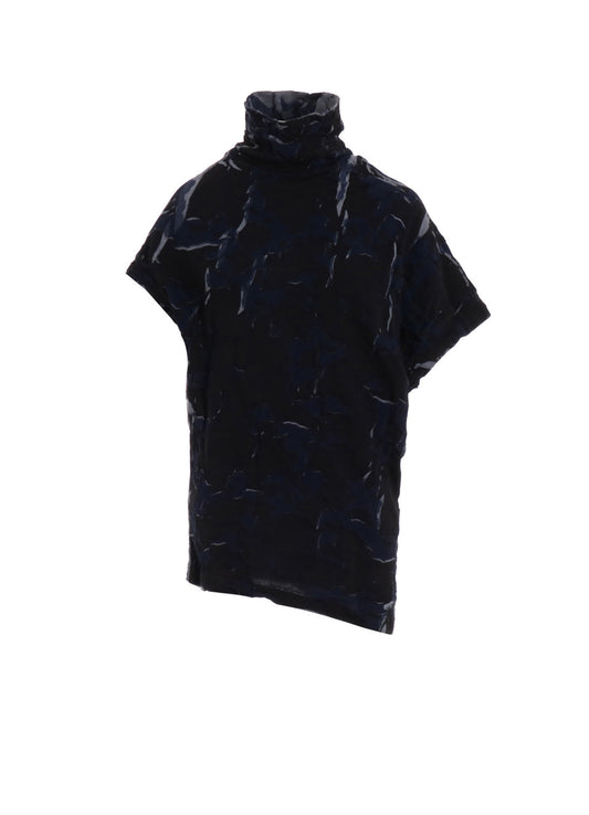 GEOMETRIC LINKS PRINT HIGH NECK IRREGULAR PULLOVER