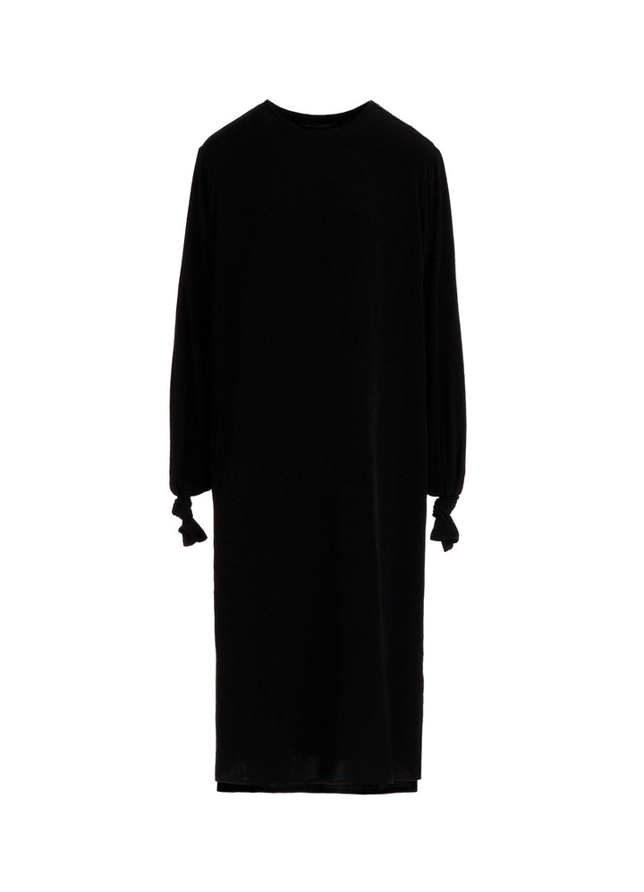 TA/PE CREPE DE CHINE KNOT SLEEVE DRESS