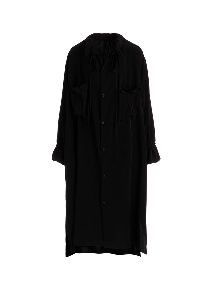 TA/PE CREPE DE CHINE GATHER COLLAR DRESS