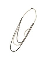 PEARL AND CHAIN LONG NECKLACE
