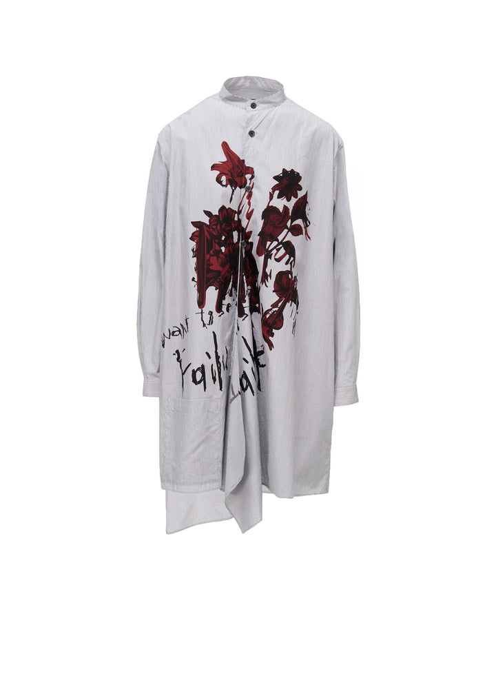 "I WANT TO SEE" STAND COLLAR ASYMMETRIC BLOUSE