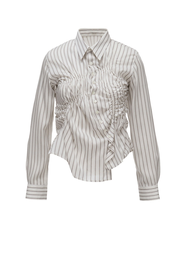 CUPRA STRIPE RANDOM GATHERED BLOUSE