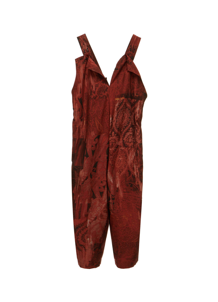 COTTON/CELLULOSE BLUR PAISLEY SALOPETTE DRESS