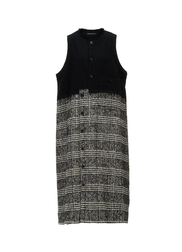 TWEED PLAID PANEL DRESS