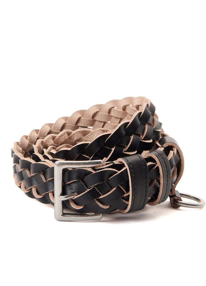 SEMI GLOSS LEATHER BRAIDED BELT