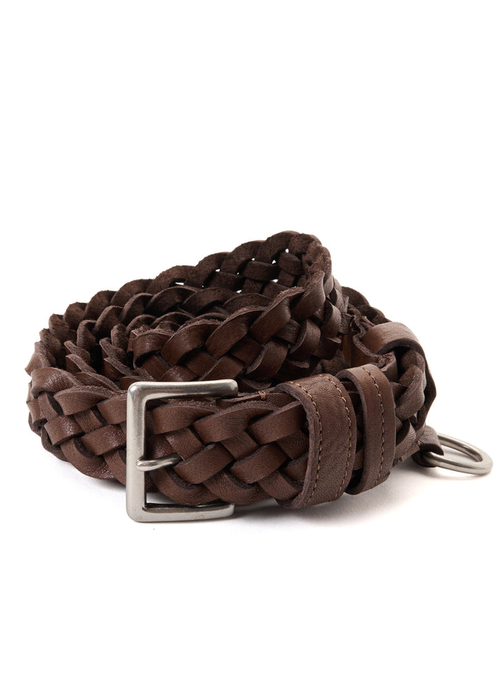 SEMI GLOSS LEATHER BRAIDED BELT
