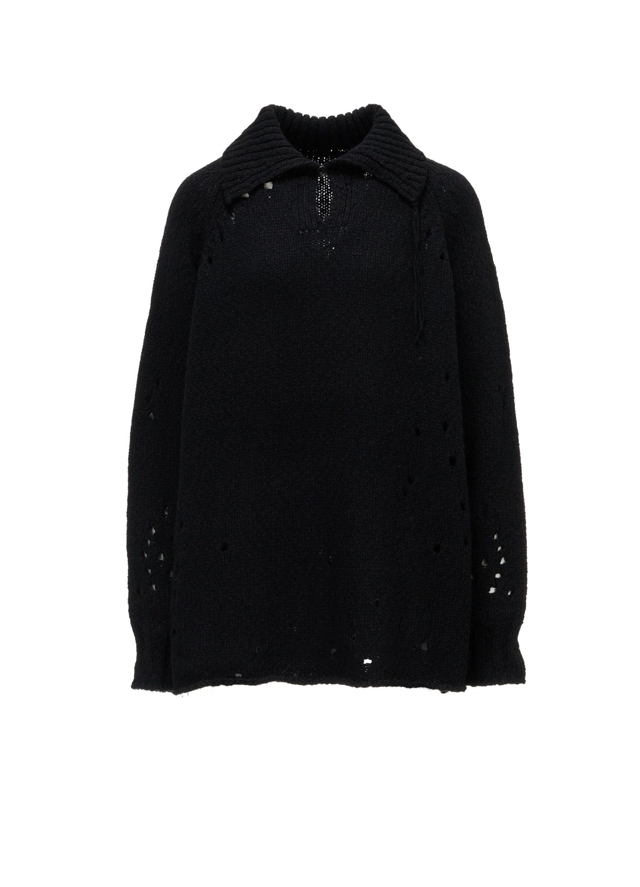 SLUB JERSEY EYELET SKIPPER-COLLAR PULLOVER – THE SHOP YOHJI YAMAMOTO SLUB JERSEY EYELET SKIPPER-COLLAR PULLOVER – THE SHOP YOHJI YAMAMOTO