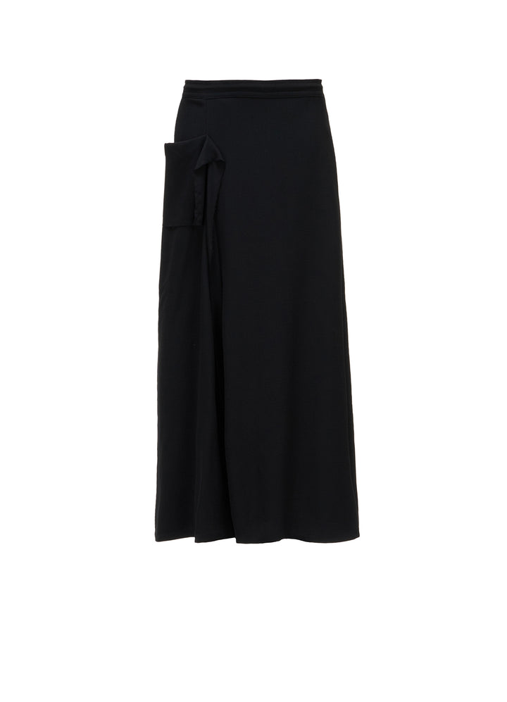 WOOL SERGE DRAPE FLARE PANTS