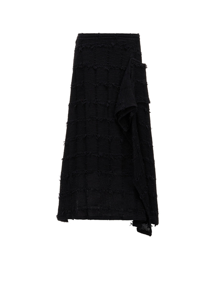 PLAID TWEED LEFT DRAPE SKIRT