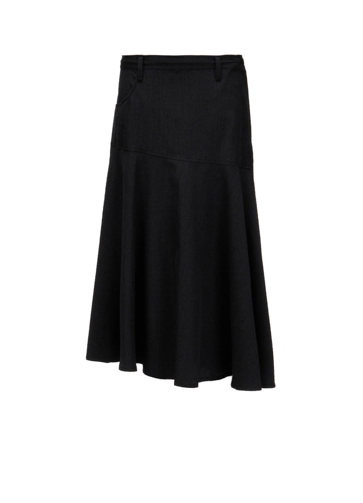 WOOL GABARDINE PANEL FLARE SKIRT