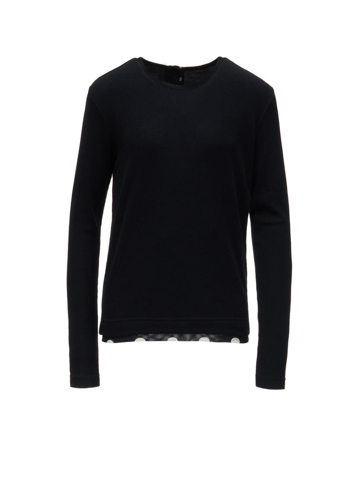 DOT PRINT TULLE ROUND NECK T-SHIRT