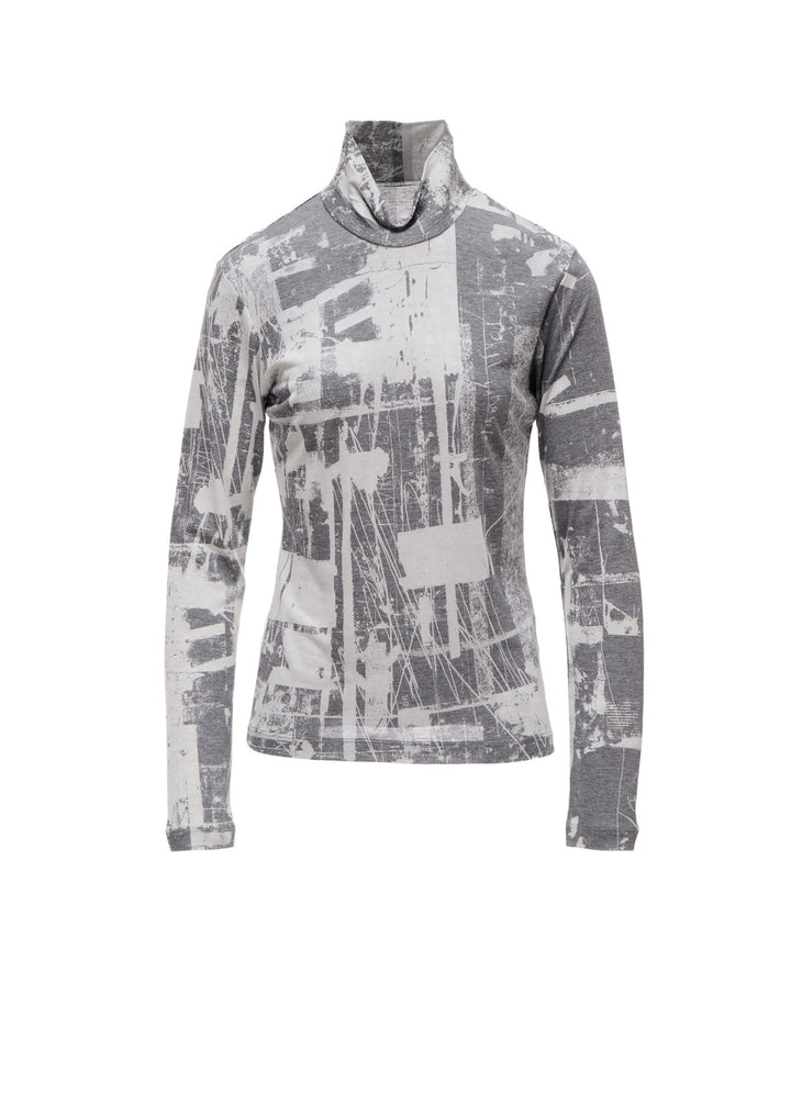 "DESOLATE CITY" JERSEY LONG SLEEVE HIGH NECK T-SHIRT