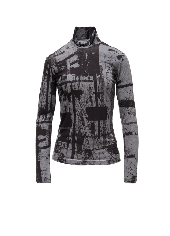 "DESOLATE CITY" JERSEY LONG SLEEVE HIGH NECK T-SHIRT