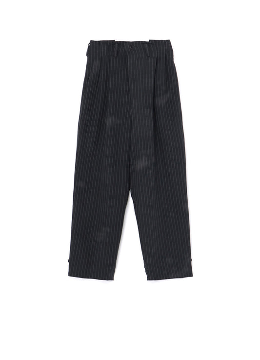 LINEN/COTTON PIN-STRIPE UNEVENLY DYED 2 PLEAT PANTS