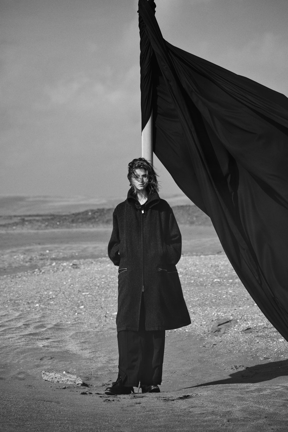 yohji yamamoto ウールブランケット　25-26 aw YOHJI YAMAMOTO - Wide Coat In Herringbone Light Twill In Wool And