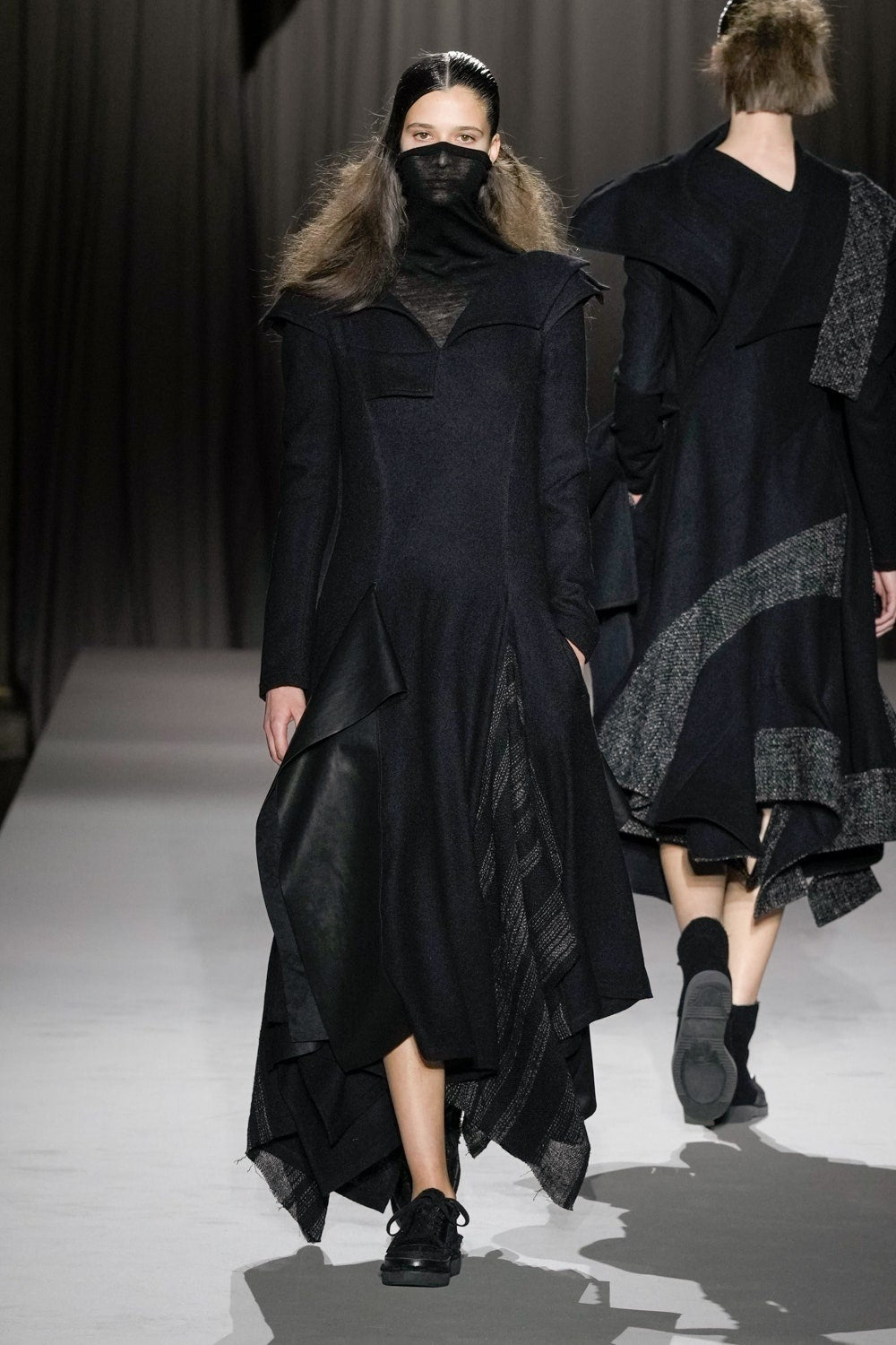 WOOL VIYELLA DRAPED FLARE DRESS