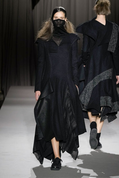 WOOL VIYELLA DRAPED FLARE DRESS