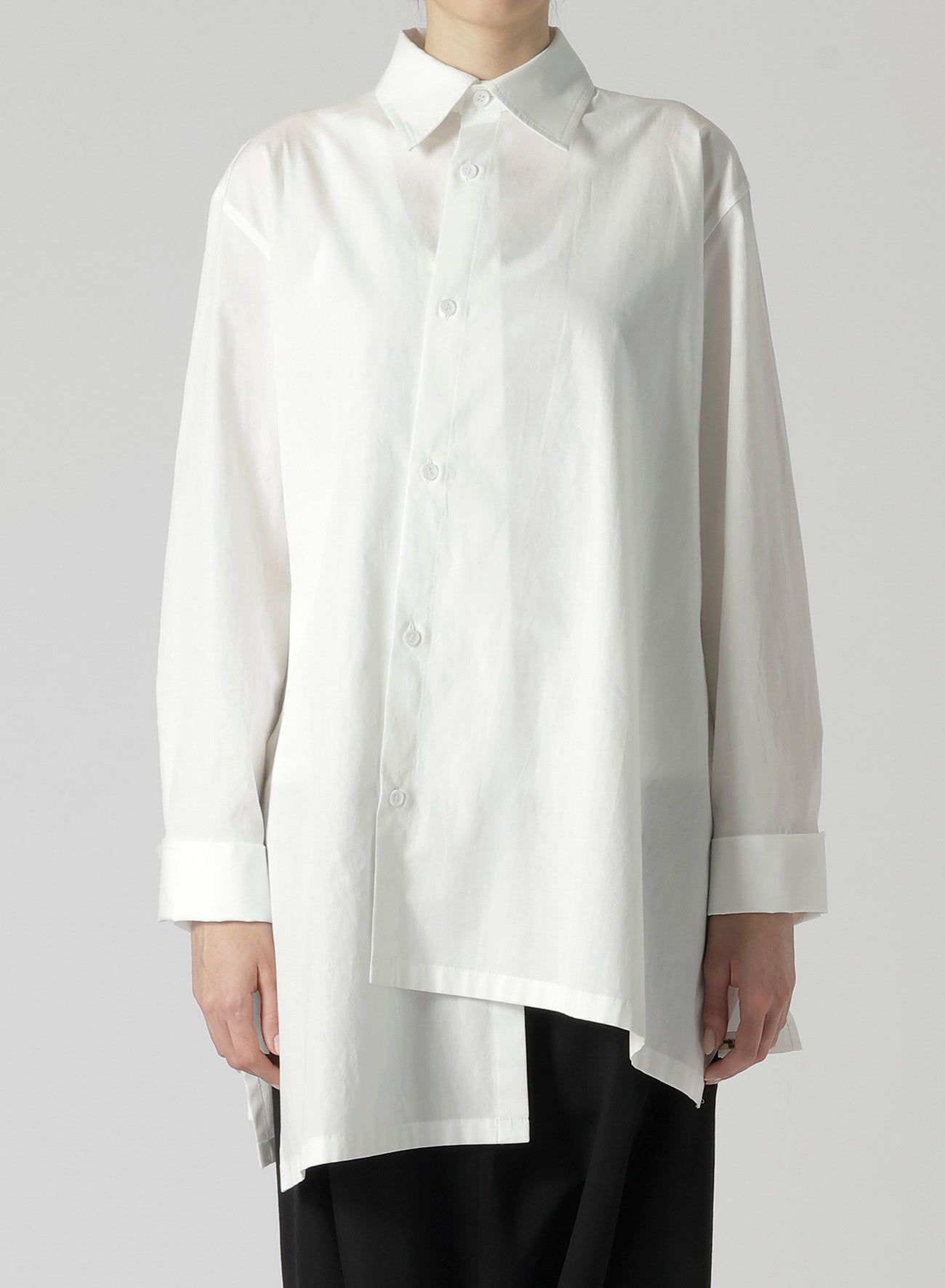 COTTON BROAD R-ASYMMETRIC FLARE BLOUSE