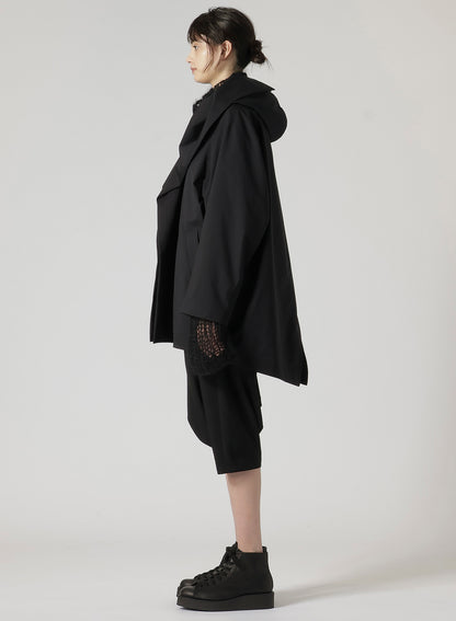 NY TAFFETA 3L R-HOODED CAPE COAT