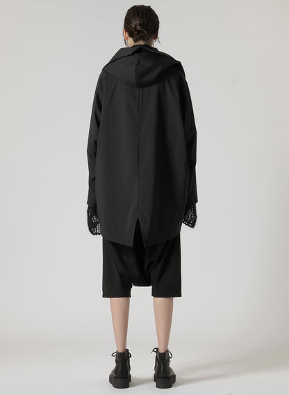 NY TAFFETA 3L R-HOODED CAPE COAT