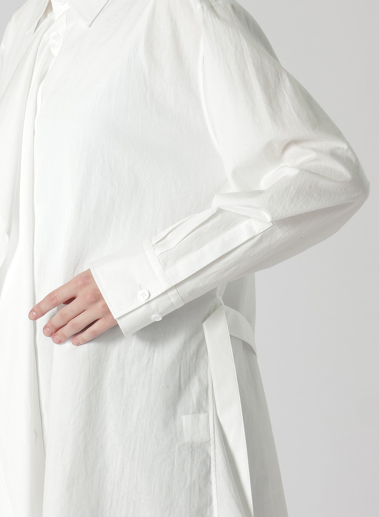 COTTON BROAD R-DRAPED SHIRT DRESS