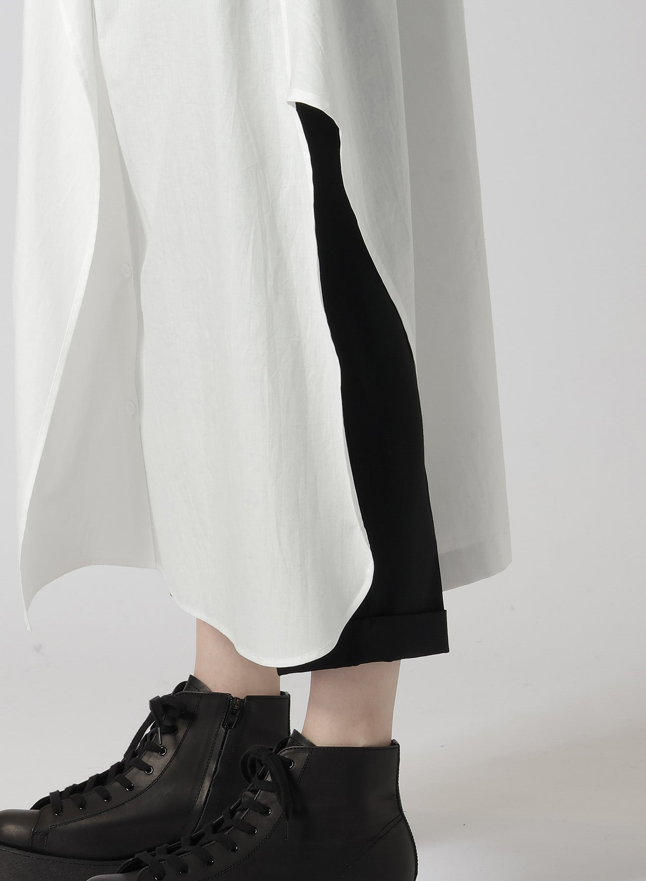 COTTON BROAD R-DRAPED SHIRT DRESS