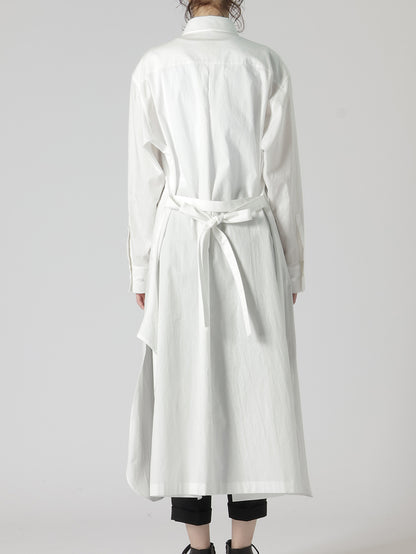 COTTON BROAD R-DRAPED SHIRT DRESS