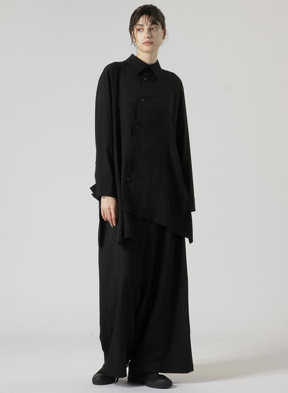 GABARDINE R-BACKSIDE FLARE WIDE PANTS