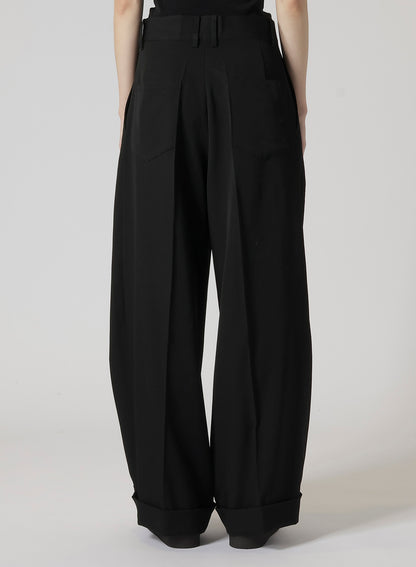 GABARDINE R-2 TUCKS BAGGY PANTS