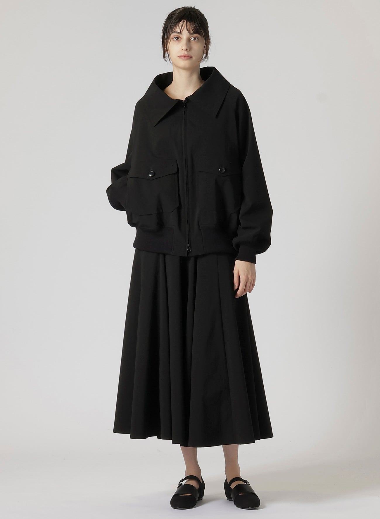 PE TAFFETA R-PANELED FLARE SKIRT