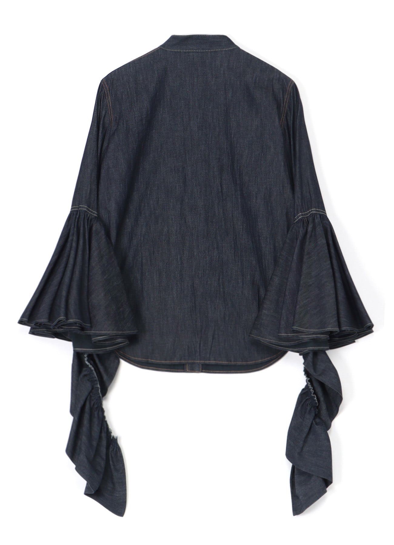 DENIM P.T SLEEVE WITH FRILL BLOUSE