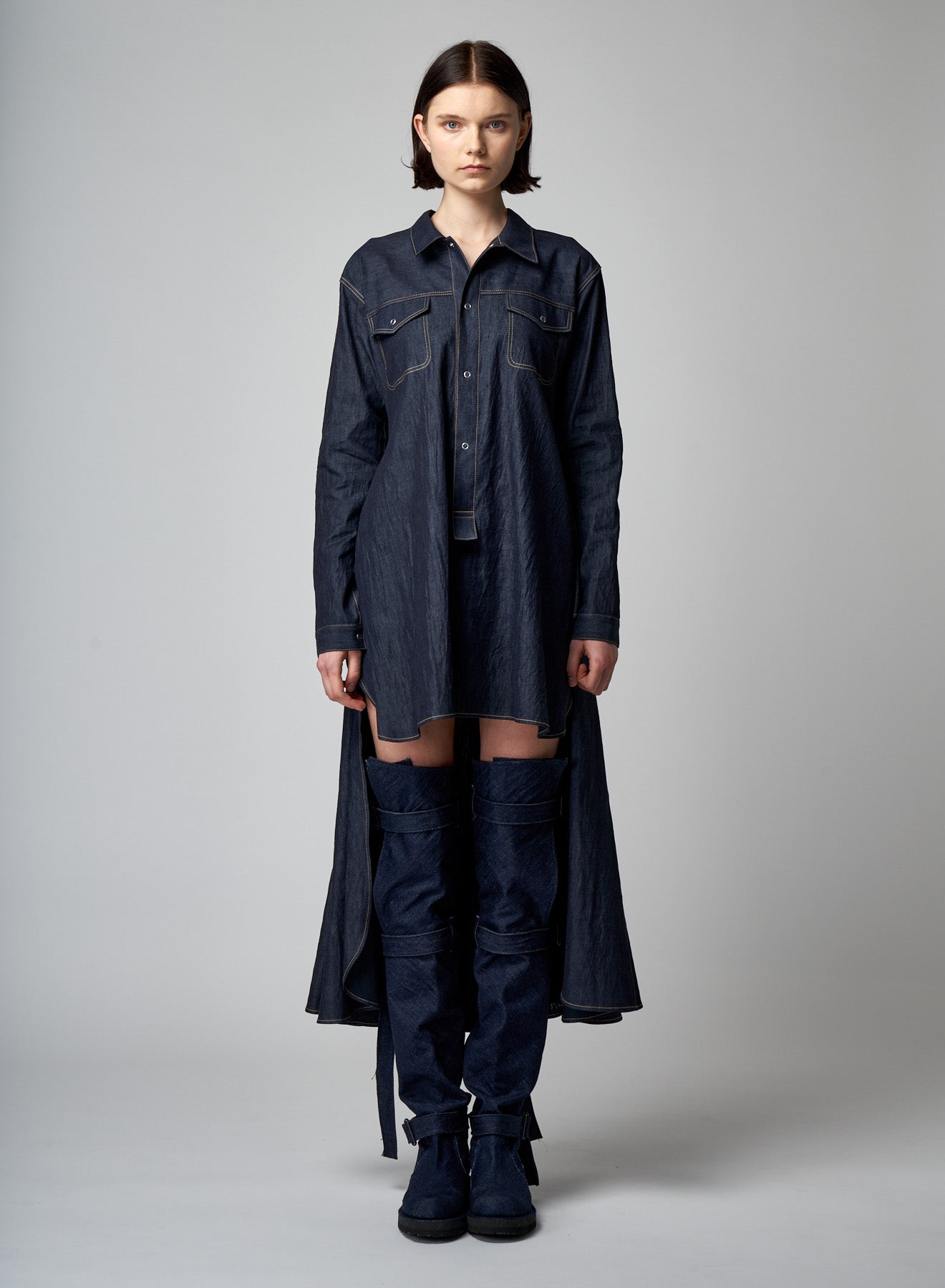 12 oz UNEVEN YARN DENIM LONG STRAP DENIM BOOTS