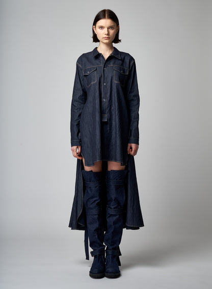 12 oz UNEVEN YARN DENIM LONG STRAP DENIM BOOTS