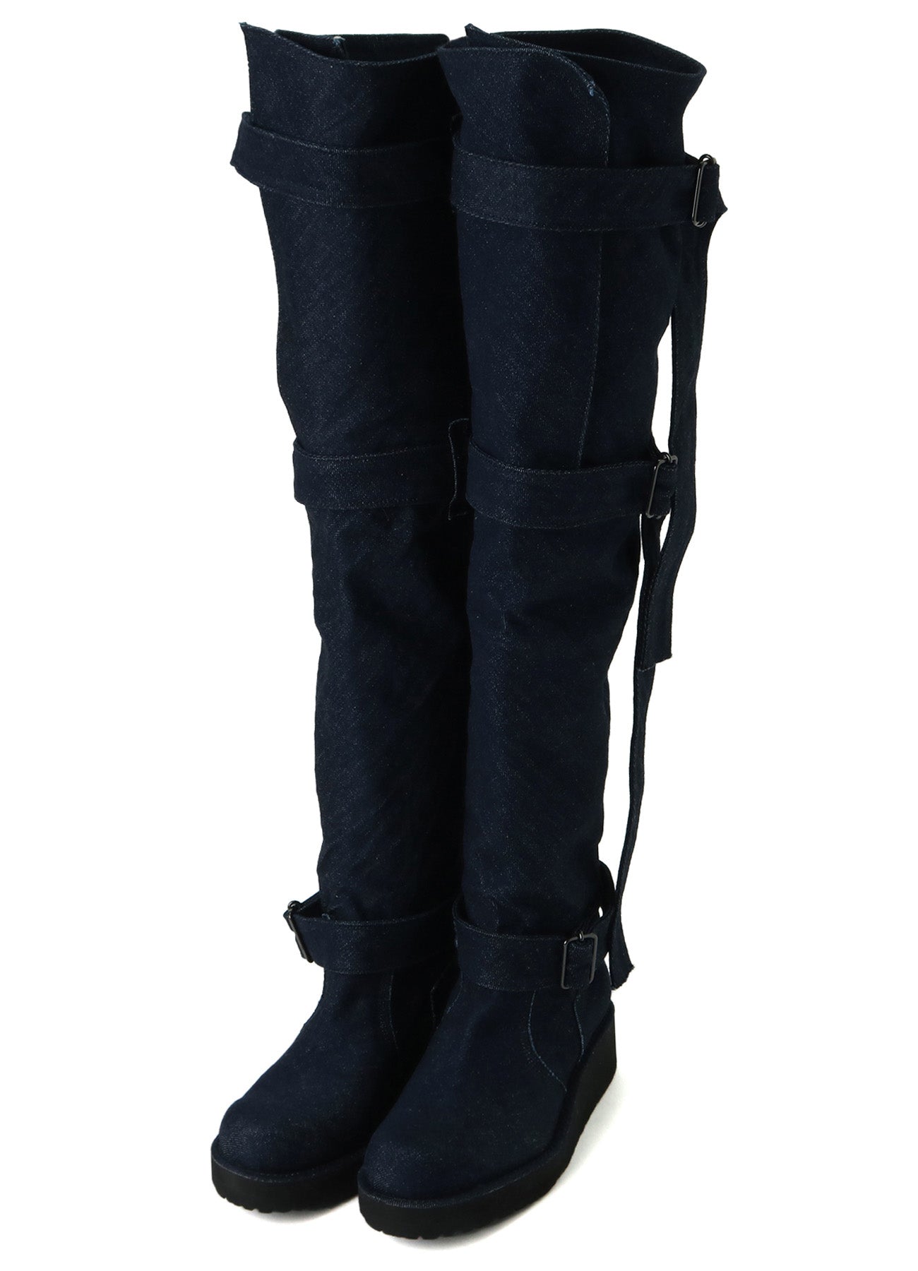 12 oz UNEVEN YARN DENIM LONG STRAP DENIM BOOTS