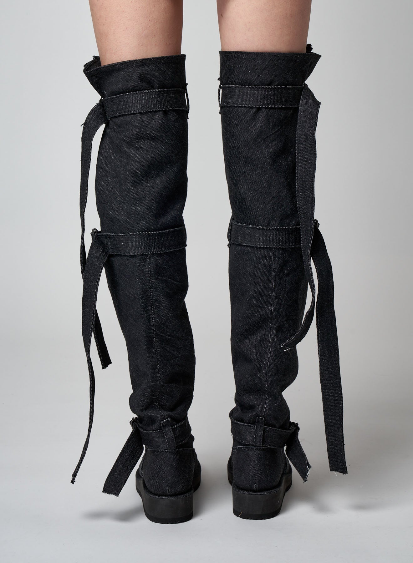 12 oz UNEVEN YARN DENIM LONG STRAP DENIM BOOTS