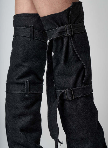 12 oz UNEVEN YARN DENIM LONG STRAP DENIM BOOTS