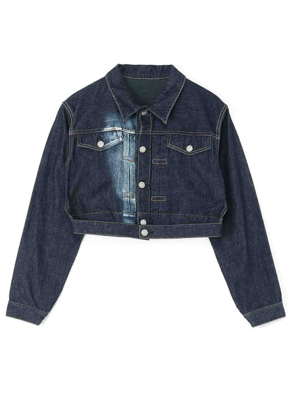 10 OZ UNEVEN YARN DENIM P.T SHORT BLOUSON
