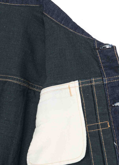 10 OZ UNEVEN YARN DENIM P.T SHORT BLOUSON