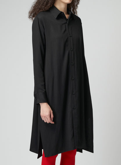 RAYON SATIN LONG SHIRT WITH SIDE SLITS