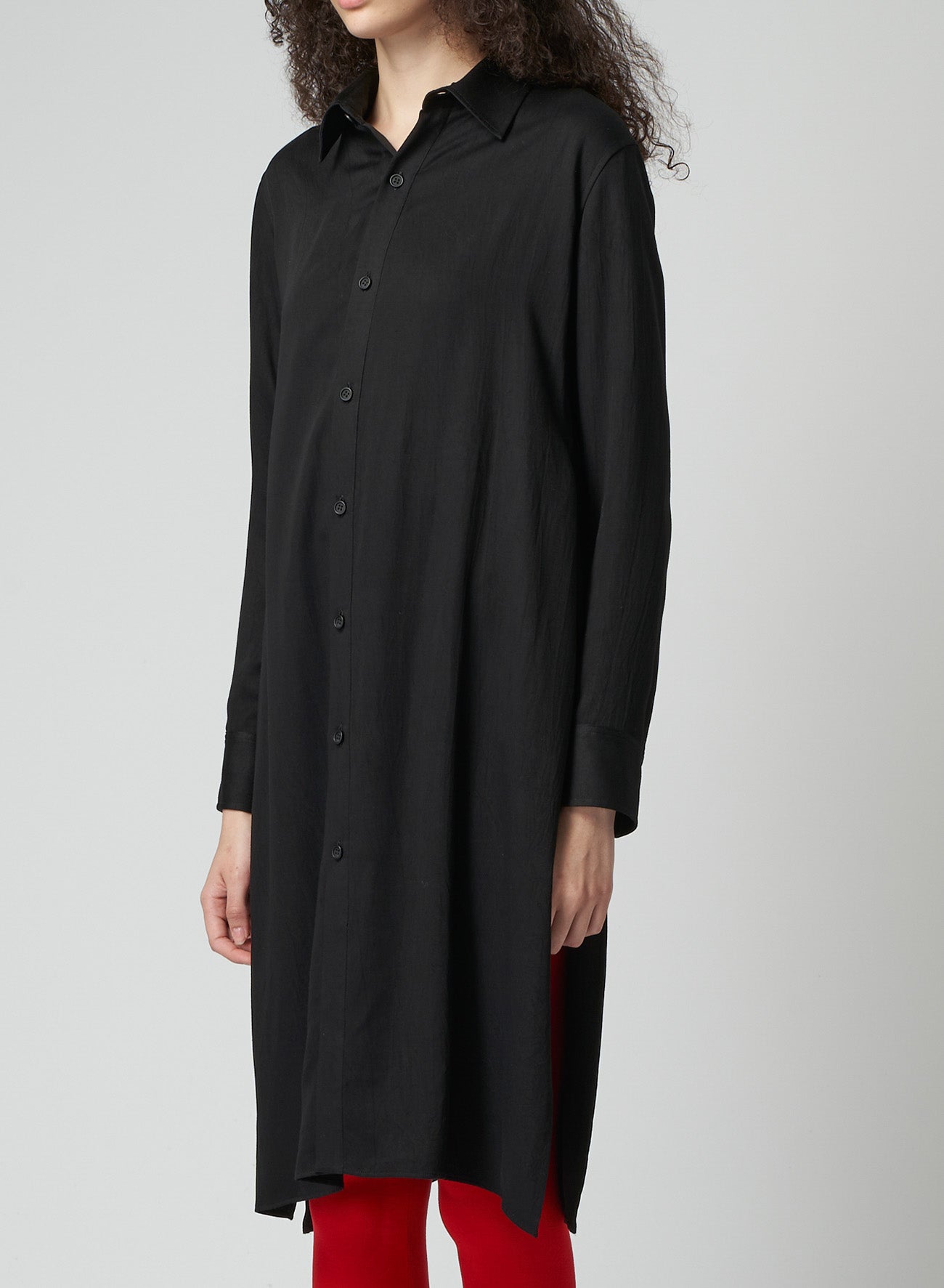 RAYON SATIN LONG SHIRT WITH SIDE SLITS