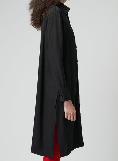 RAYON SATIN LONG SHIRT WITH SIDE SLITS