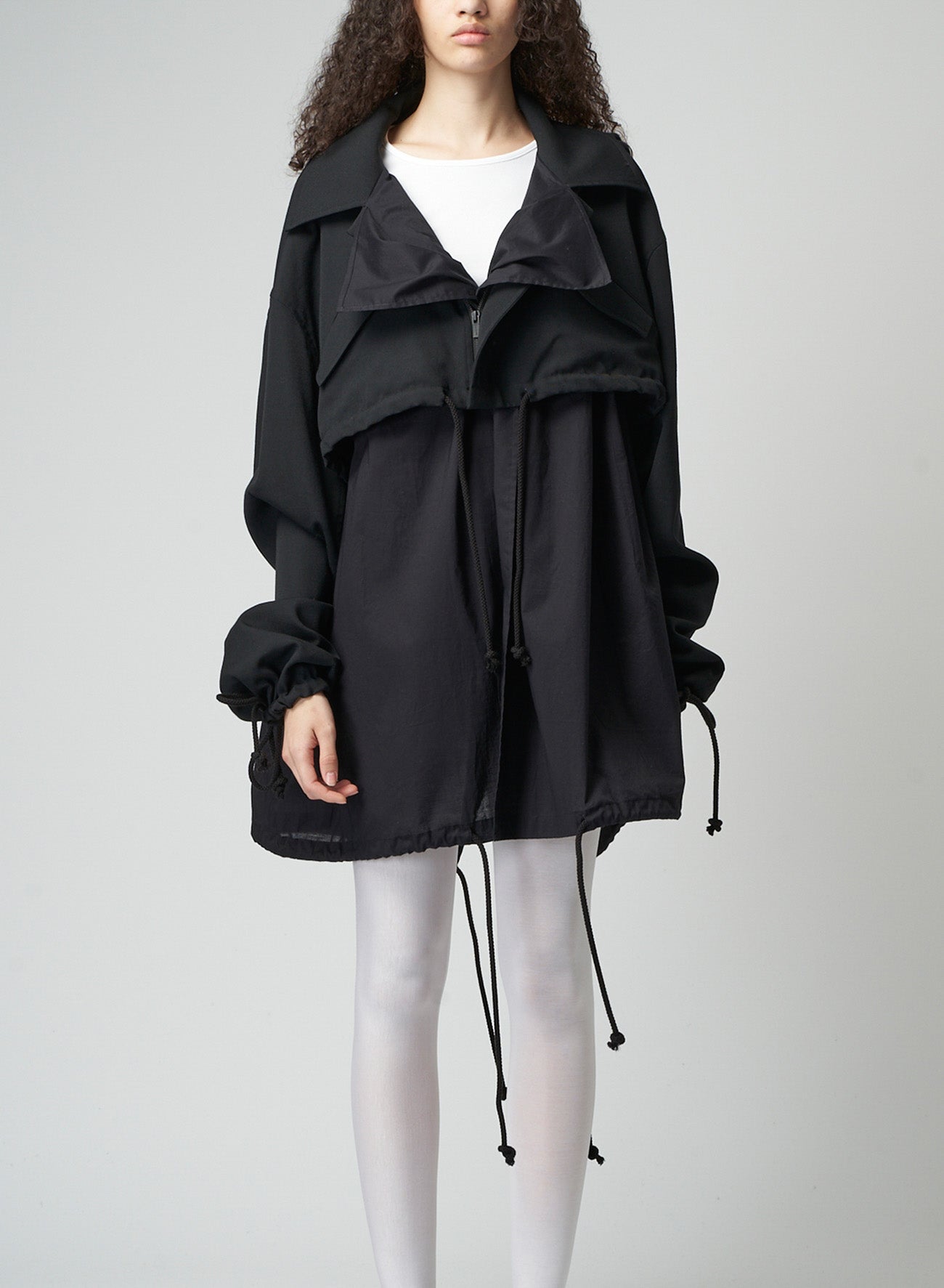 WOOL GABARDINE LAYERED MOD'S COAT