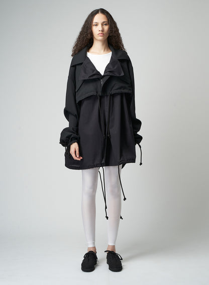 WOOL GABARDINE LAYERED MOD'S COAT